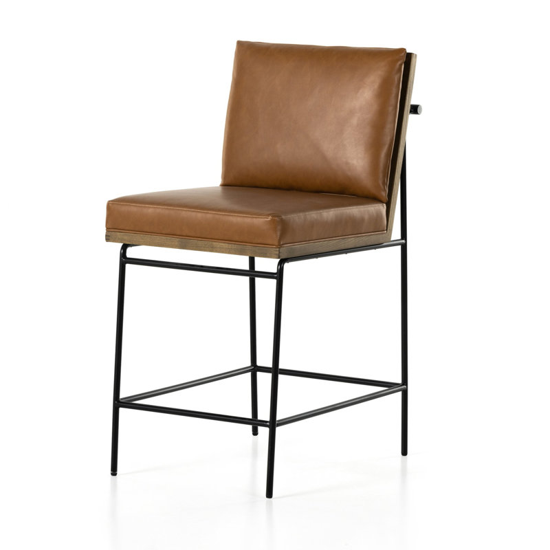 Crete Upholstered Bar Stool with Metal Frame, Butterscotch Sierra, Counter Stool (26" Seat Height)