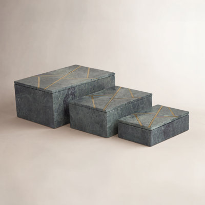 Lagos 9.15" W Marble Decorative Box Set