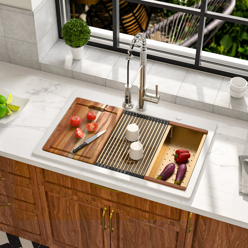 Évier de cuisine en granite à cuve simple en quartz