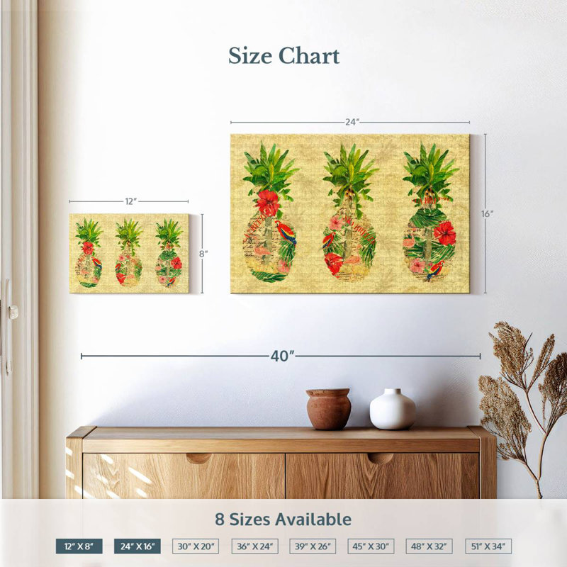 Yarlin Triple Tropical Pineapple Collage, 16" H x 24" W