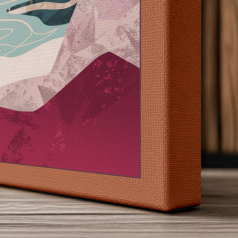 Cliffs Meet Sea Coastal - Wrapped Canvas, 18x12 - 45.7 x 30.5 cm, Terracotta Border