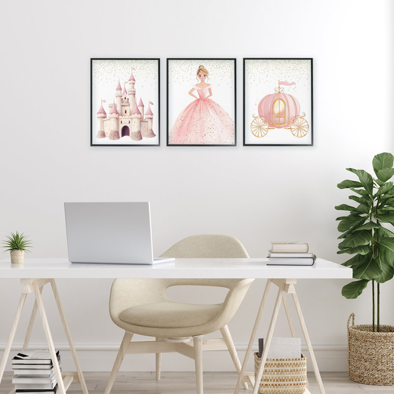 Ensemble de giclée encadrée 3 pièces Princess Dreams Collection, design par Christine Simpson Art, H 14 po x l 11 po
