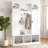 Modern All-in-One Hall Tree with Adjustable Shelves | Classic Arched Farmhouse Storage Bench with Dual Side Cabinets | Elegant Entryway Organizer with 7 Hooks for Mudroom, Hallway, or Living Room-1387770506