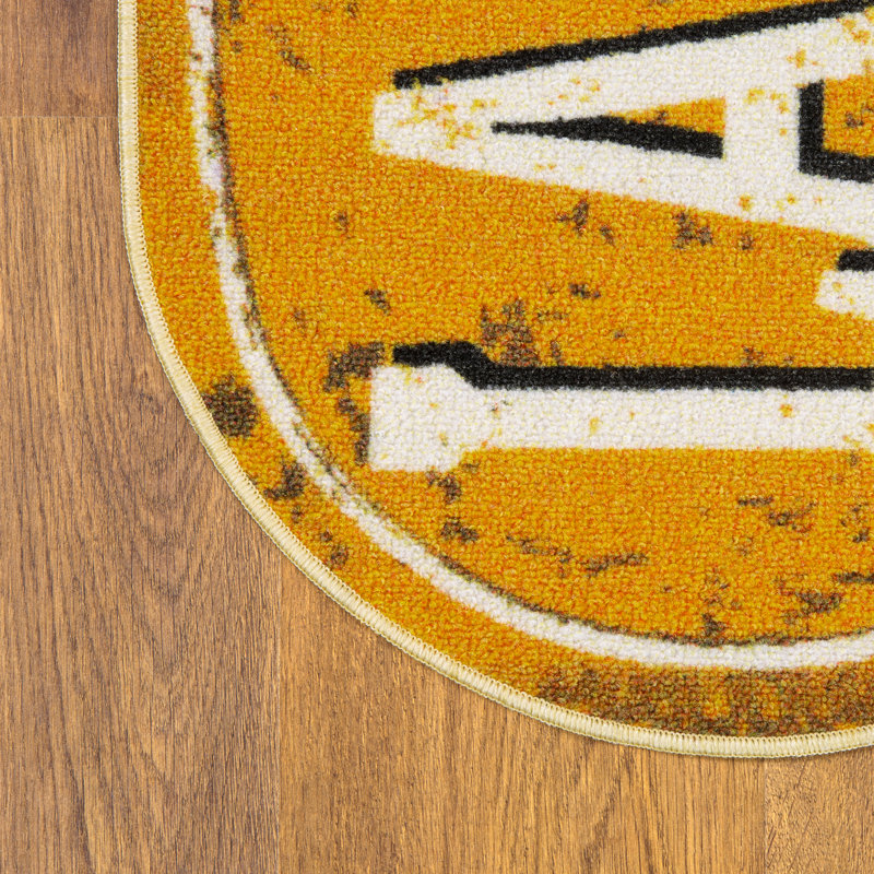 Non-Slip Rubberback Oval Laundry Room Runner Rug, Yellow
