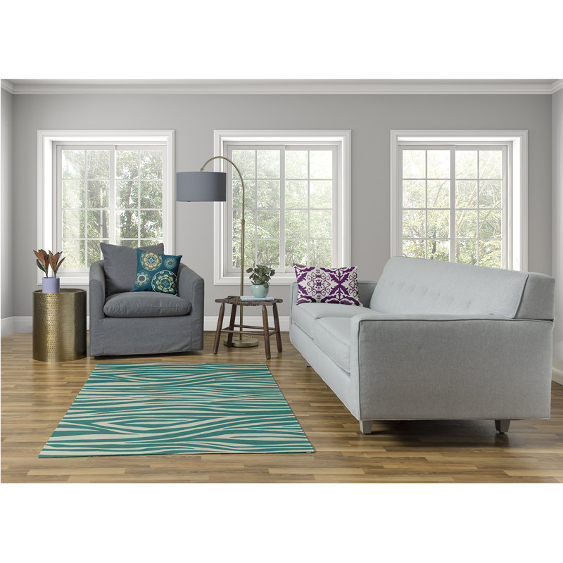 Tapis en chenille à rayures en bois CRGN722GR31IV5, Rectangle 4 pi x 6 pi