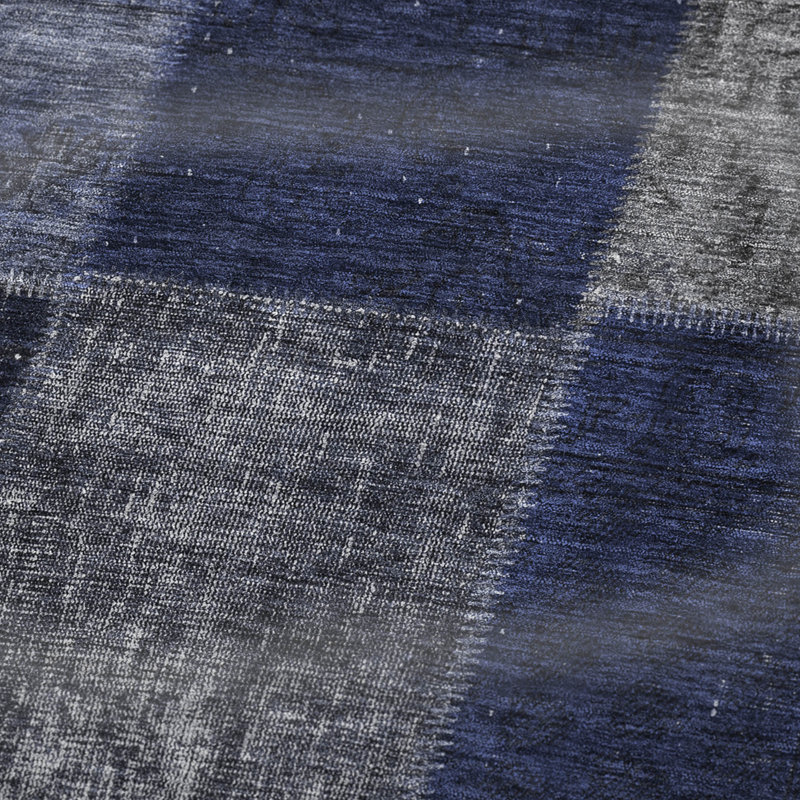 Jeté patchwork Addison Sherpa ASB663, Marine
