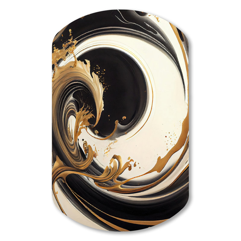 Beaufays - Abstract Spirals, art mural asymétrique en métal, impression sur cylindre moderne, H 31 po x l 19 po