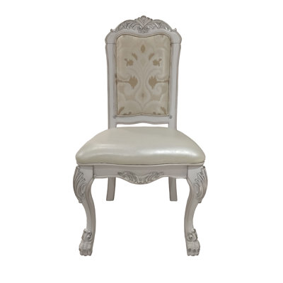 Synthetic Leather, Fabric & Bone White Finish Side Chair (Set Of 2)