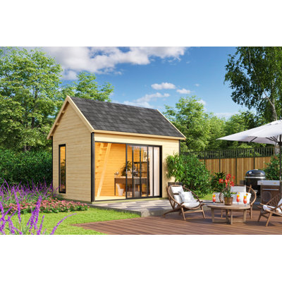 Lasita Murano 2 - 13.5 x 10 Ft. Premium Log Cabin With Aluminium Double Glazed Doors And Windows (44mm)