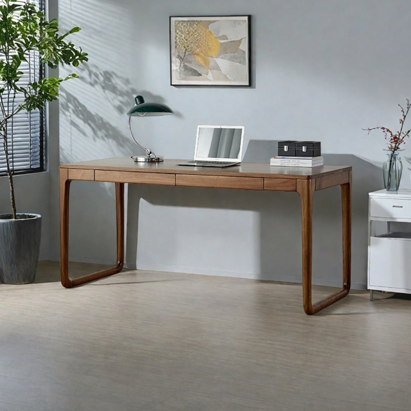 Bureau moderne simple en bois de noyer noir, H 29,53 po x l 59,06 po x P 23,62 po