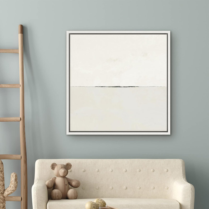 «Geometric Pastel White Abstract Landscape Nature», reproduction sur toile flottante, H 24 po x l 24 po x P 1,5 po, Blanc