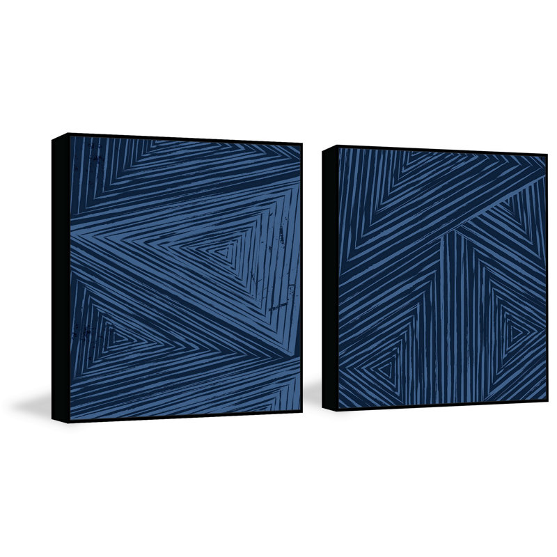 Large Blue Abstract Canvas Artwork Diptych