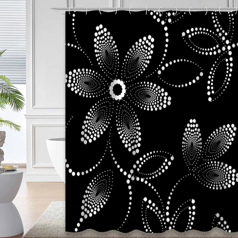 Rideau de douche imperméable à motif floral abstrait avec 12 crochets, L 72 po x l 72 po