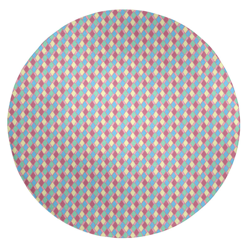 Chenille Geometric Indoor Rug, Round 5'