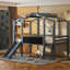 Fantastique lit mezzanine avec échelle et toboggan, lit de style maison avec tableau noir et bande lumineuse pour un jeu et une créativité sans fin-140087016