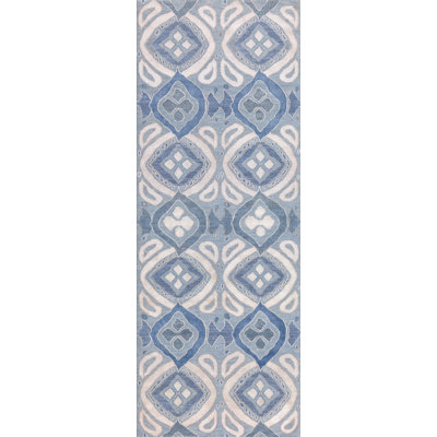 Bali Geometric Area Rug in Blue/Ivory