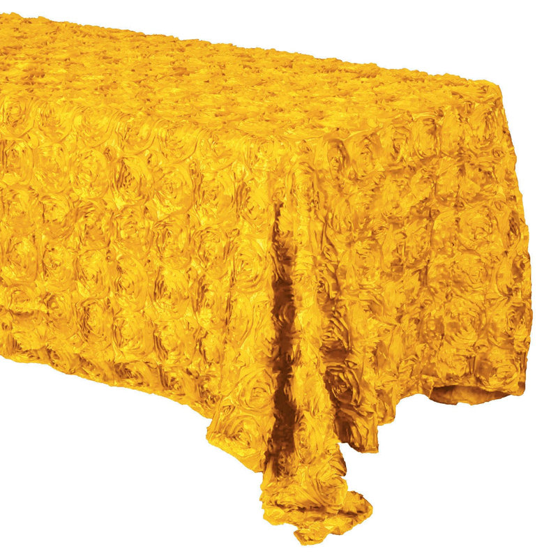 Silvie Floral Polyester Tablecloth, 108" x 54", Marigold Yellow
