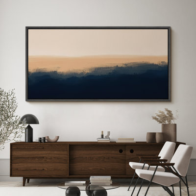 Grande impression sur toile encadrée, impression de paysage abstrait neutre pour décoration murale moderne minimaliste