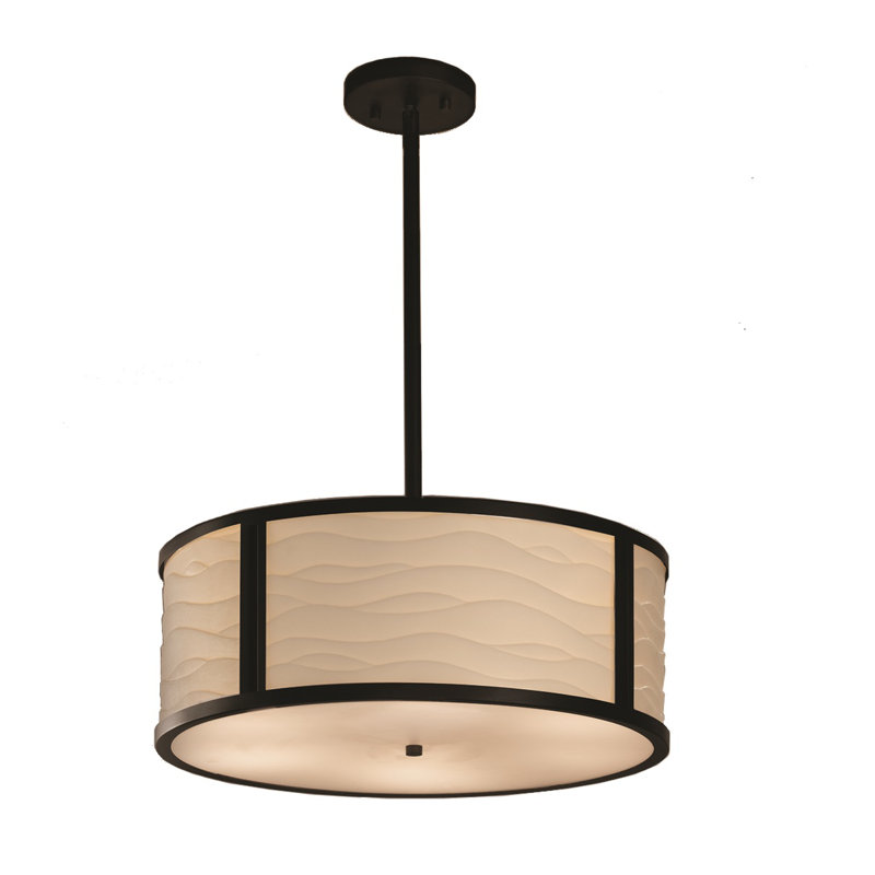 Luminaire suspendu unique Riskin, Noir mat, Vague, H 6 po x l 18 po x P 18 po