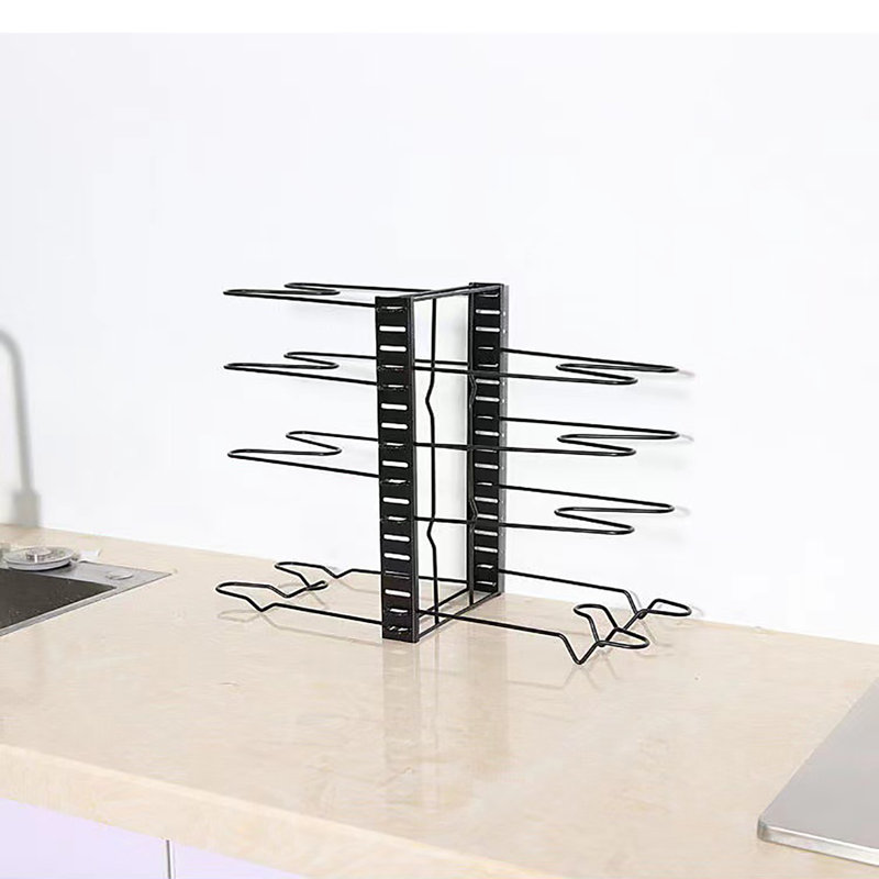 Organisateur de casserole réglable en acier au carbone, support de batterie de cuisine pour comptoir de cuisine et armoire