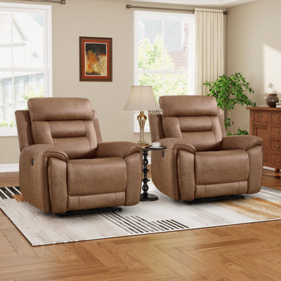 40.9” Wide Modern Faux Leather Electric Standard Recliner With USB & Type-C Ports (Set Of 2)
