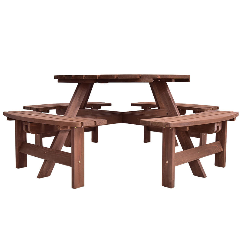 Currier Round Fir Outdoor Picnic Table With Umbrella Hole , 70.5'' in. W 70.5'' in. D