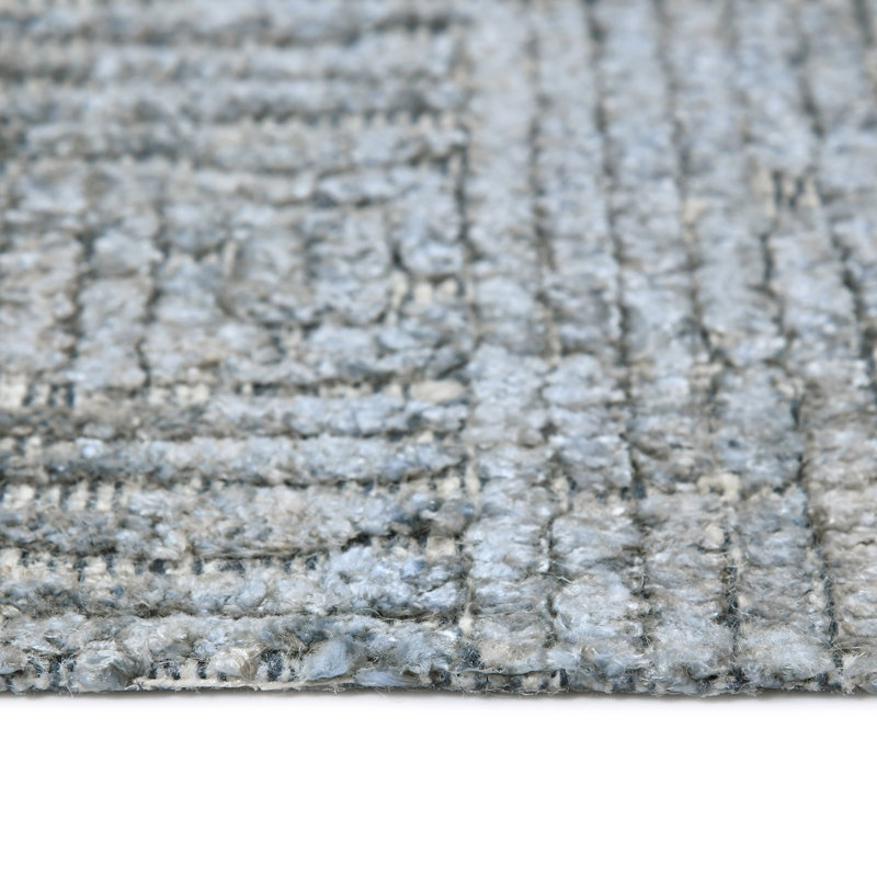 Tapis gris noué à la main Halesite, Rectangle de 10 pi x 14 pi