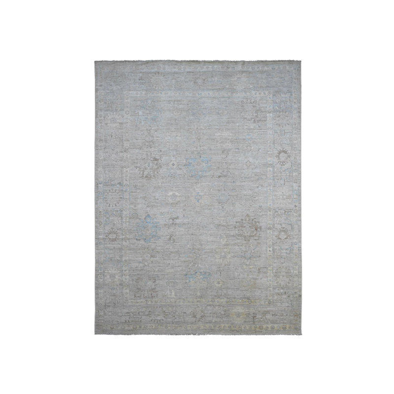 Tapis gris en laine noué à la main 9 pi x 11 pi 10 po angora angora 659B72A4E0C24368B2454F41C0EADF62