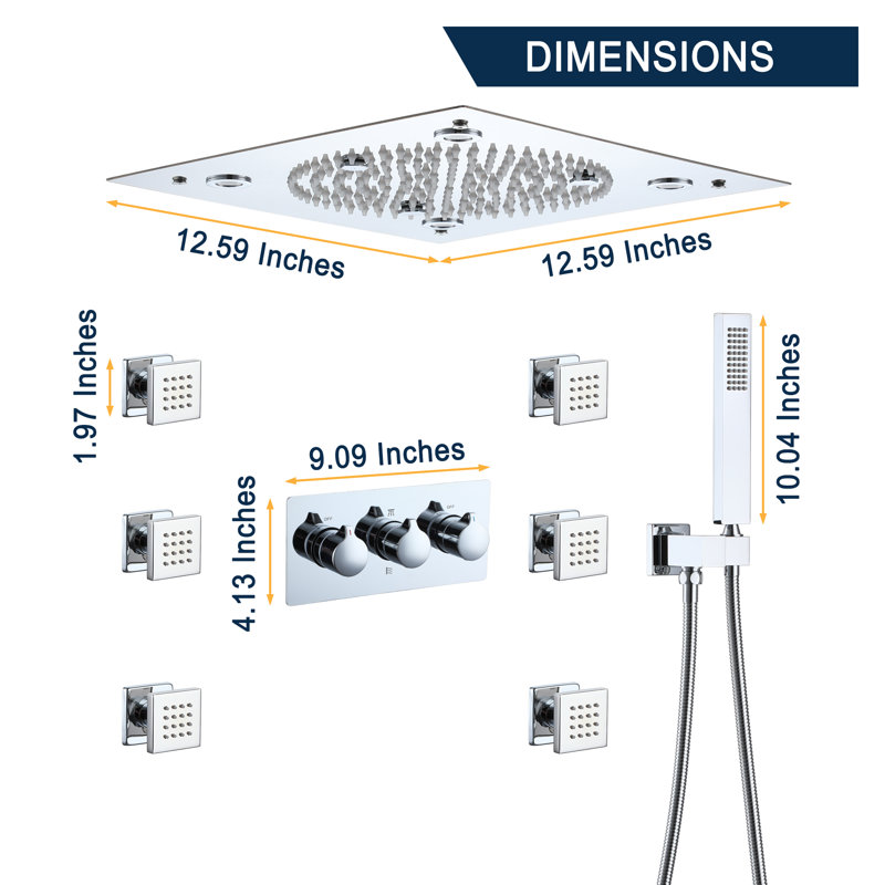 Système de douche complet avec valve brute, Chrome