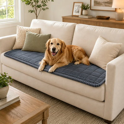 Soft Striped Plush Box Cushion Sofa Slipcover