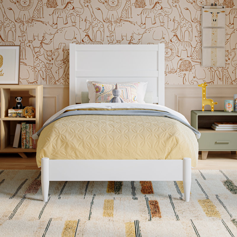 Lit plateforme Aveline, Lit simple, Blanc