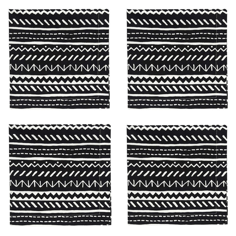  Ensemble de 4 serviettes noires Amaya