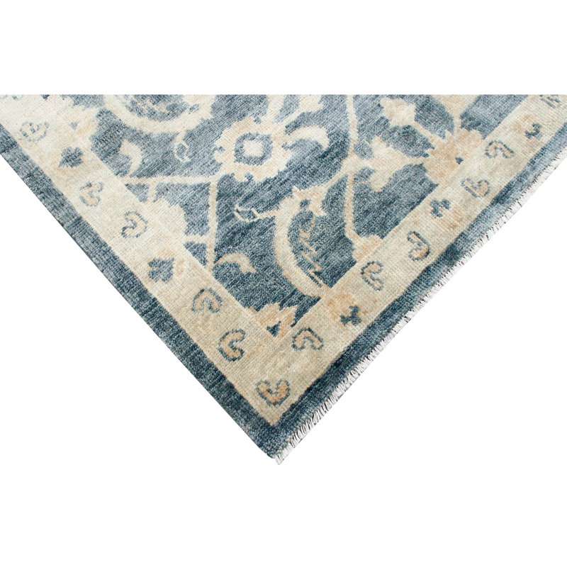Hand Knotted Wool Area Rug in Blue/Light Blue, Rectangle 6' x 9'