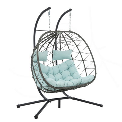 Fauteuil à œufs pour 2 personnes avec support Balancelle d'extérieur pour l'extérieur