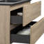 Meuble-lavabo mural moderne de 48 po avec lit double noir mat intégré? Lavabo, finition chêne Evita