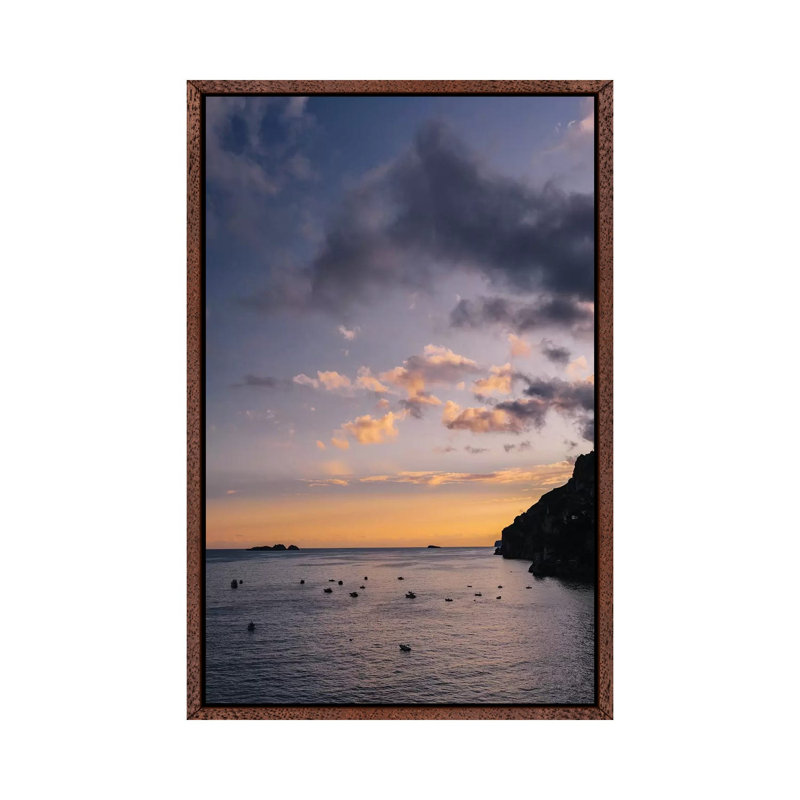 Amalfi Coast Sunset II by Bethany Young - Print on Canvas, 66.04cm H x 45.72cm W x 3.81cm D, Classic Brown Wood Framed