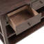 Console rétro avec deux tablettes ouvertes, structure en bois de pin massif et pieds pour le salon (espresso)-366626526-366626524