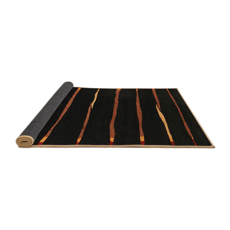 Tapis contemporain noir / jaune, Rond 3 pi