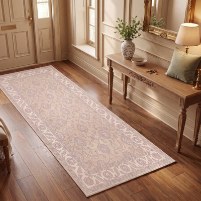Tapis Crag2 traditionnel à médaillon délavé, style persan, gris crème ivoire beige rose, antidérapant, à poils courts, adapté aux animaux domestiques, pour salon, chambre, salle à manger, entrée, couloir, bureau, lavable
