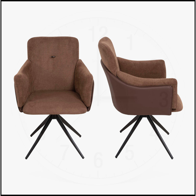 Ensemble de 2 chaises de bureau et de salle à manger modernes avec accoudoirs, fonction pivotante à 360 °, idéales pour diverses pièces et sièges confortables