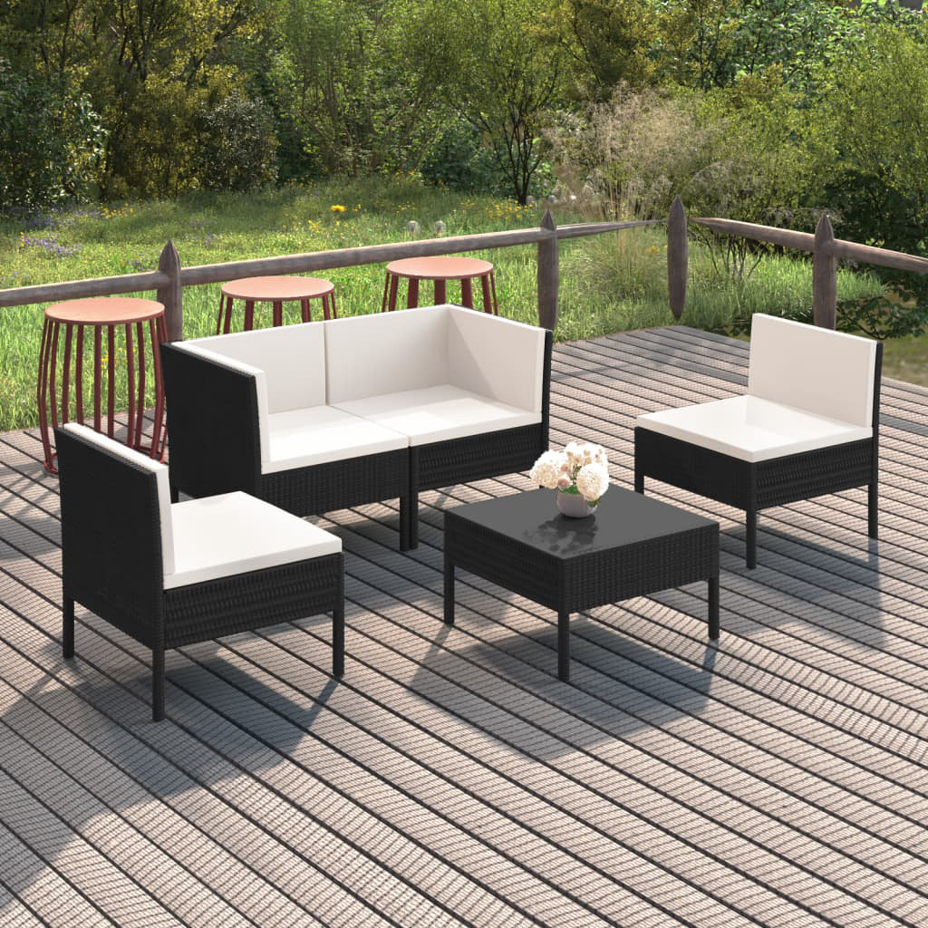 4-Sitzer Lounge-Set Jeslynn aus Polyrattan mit Polster