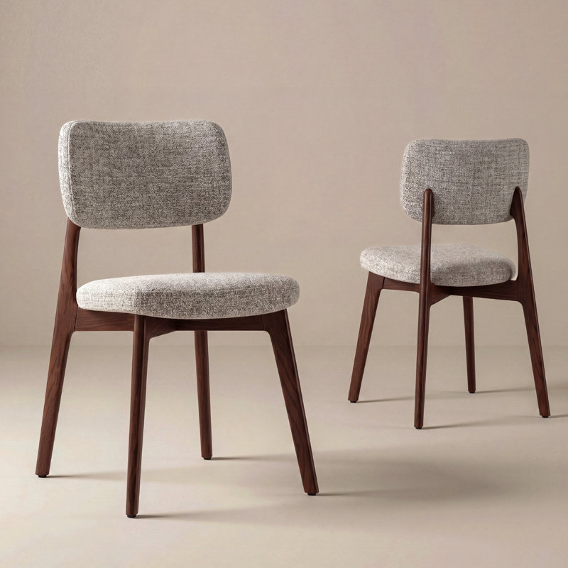 Chaise d'appoint rembourrée en bois massif, Dark Brown Wood, Ivory