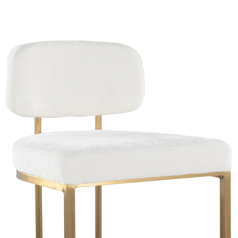 Tabourets de bar à hauteur fixe de 30 po Erma (ensemble de 2), Doré, Crème