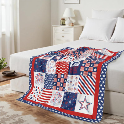 4 juillet couverture patriotique du jour de l'Independence, couverture de lit en flanelle douce, moelleux, housse de canapé en peluche pour canapé-lit de 30 po x 40 po