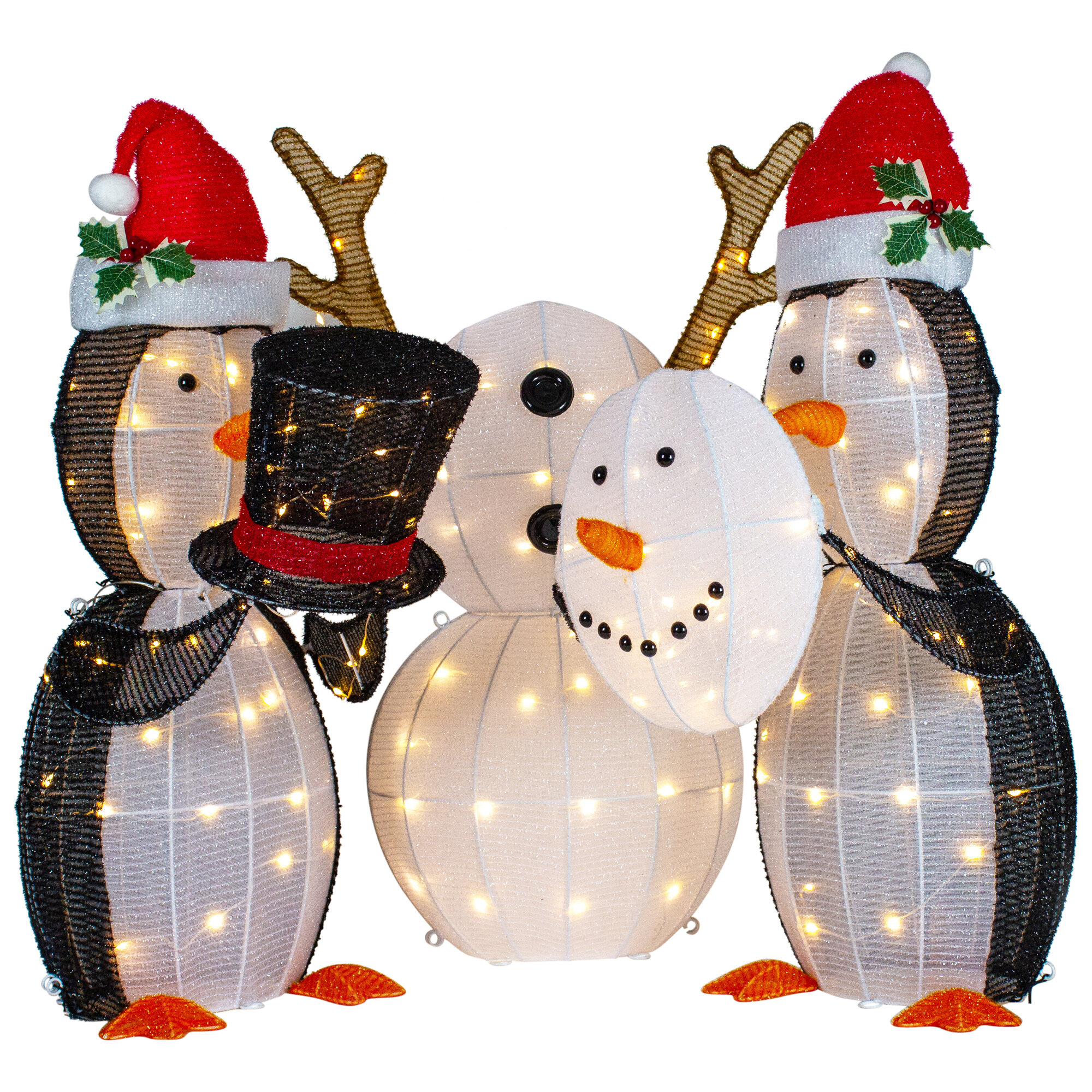 Northlight Set Of 3 LED Lighted Penguins Building Snowman Outdoor