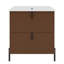 Meuble-lavabo de 30 po avec lavabo en céramique, poignées verticales et tiroirs pleine extension, meuble-lavabo autoportant avec glissières de tiroir à fermeture en douceur, conception cannelée-331531045