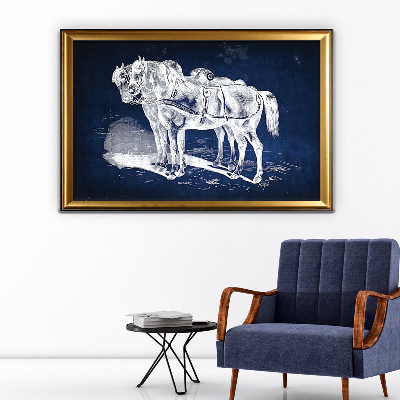 « équin assiette iii », impression, H 31 po x l 43 po x P 1,5 po, Cadre doré, Blanc mat