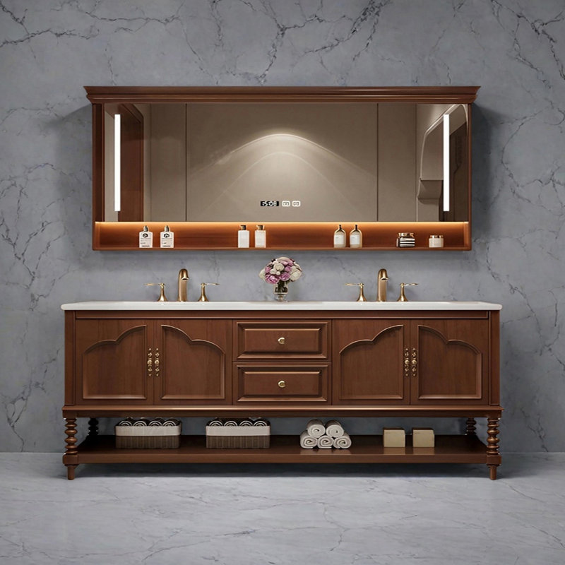Armoire de salle de bain American Vintage, H 32,28 po x l 74,8 po x P 21,65 po