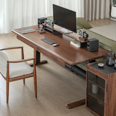 Walnut Rectangular Solid Wood with 2 drawers desk