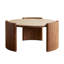 Table basse ronde moderne en pierre frittée de 31,5 pouces, table centrale au look travertin lustré avec pieds en dalle de noyer épais, table basse circulaire pour le salon